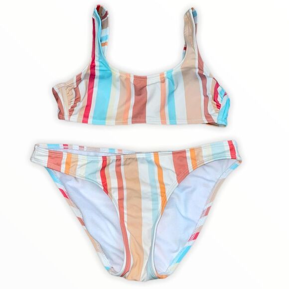 Target Xhilaration Stripe Bikini Set Blue White - Picture 1 of 8